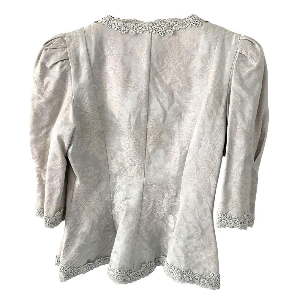 Cachet Bari Protas Light Mint Tapestry Lace Puff Sleeves Button Up Blouse‎ 11/12 - Picture 2 of 8